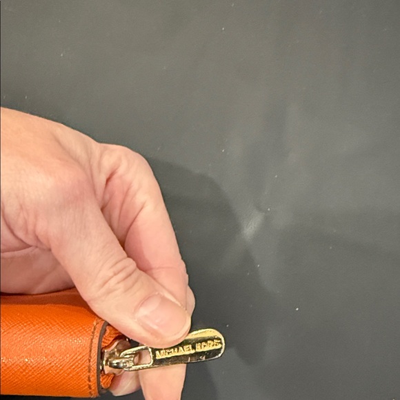 Michael Kors Orange Saffiano Zip Wallet with Gold Plaque - Picture 4 of 12